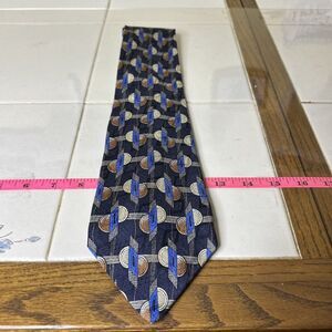 Vintage ROBERT TALBOTT STUDIO Blue Tie, 100% Silk Geometric Necktie‎